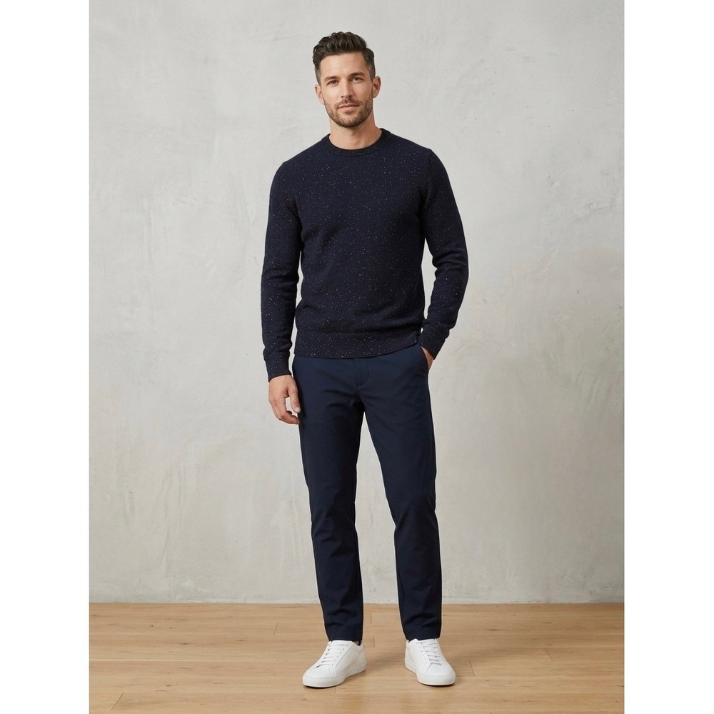 Everlane Cashmere Crewneck Sweater Mens Small Black White Speckled Donegal Knit